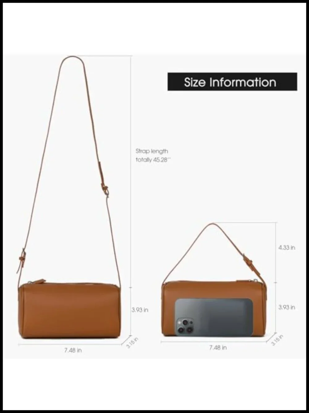 Premium Full-Grained Leather Hobo Crossbody Bag with Adjustable Strap